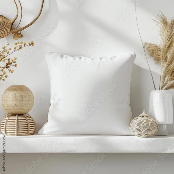 Obraz White Throw Pillow Mockup
