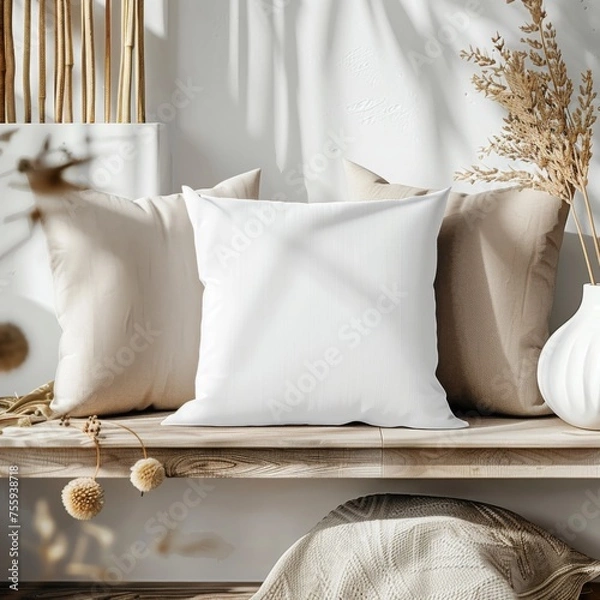 Obraz White Throw Pillow Mockup
