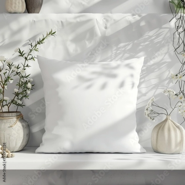Obraz White Throw Pillow Mockup