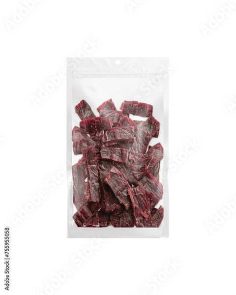 Obraz an image of a White Beef Jerky Package isolated on a white background