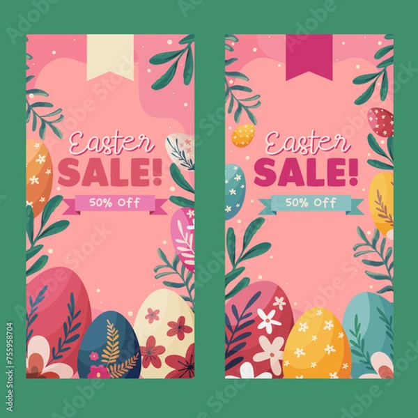 Fototapeta vector easter sale vertical banner collection spring sale	