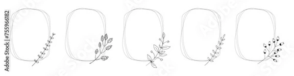 Obraz Flower frame. Wedding invitation card template. Frames with wildflowers. Flowers