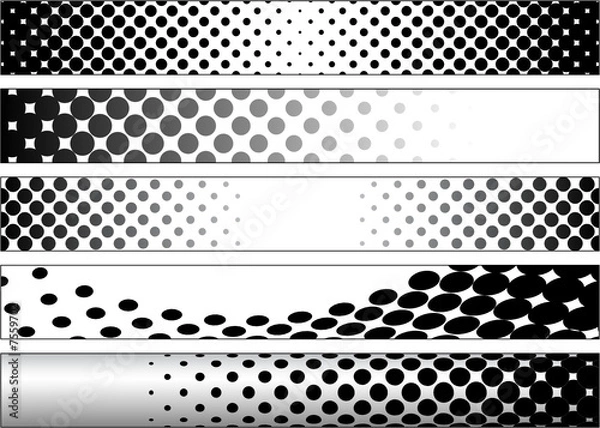 Obraz Halftone Black and White Web Banners