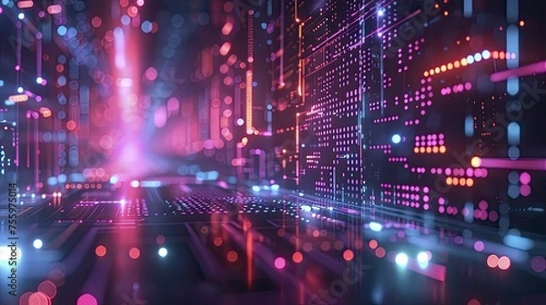 Obraz A visualization of an AI system being filtered through a bias mitigation framework, purifying data inputs, neon tone