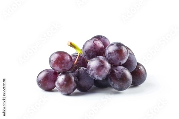 Fototapeta Fresh bunch of grapes on a clean white surface, perfect for food and beverage concepts.