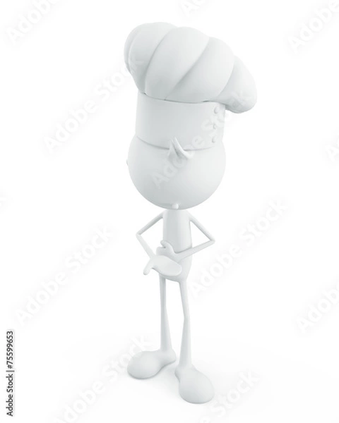 Obraz White chef character with welcome pose