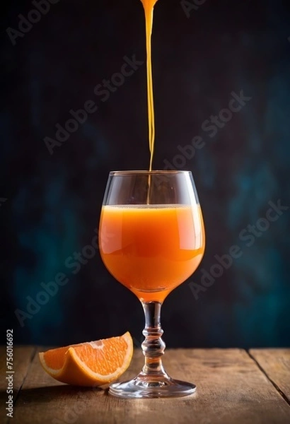 Fototapeta Verser du jus de fruit dans une tasse en verre
