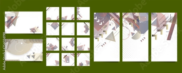 Fototapeta Set geometric colors fluid shapes eps 10. Flowing and liquid abstract gradient background for banner, poster or book. Vector design