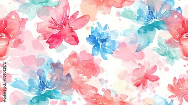 Obraz Seamless colorfull waterlilly background pattern tile	
