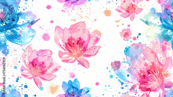 Obraz Seamless colorfull waterlilly background pattern tile	
