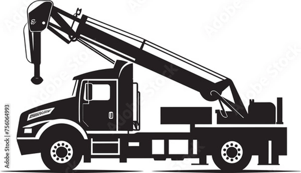 Fototapeta Crane Commanders Truck Crane Icon Emblem Tower Titans Crane Truck Vector Symbol