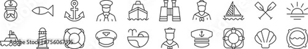 Fototapeta Sailor Line Icons collection. Editable stroke. Simple linear illustration for web sites, newspapers, articles book
