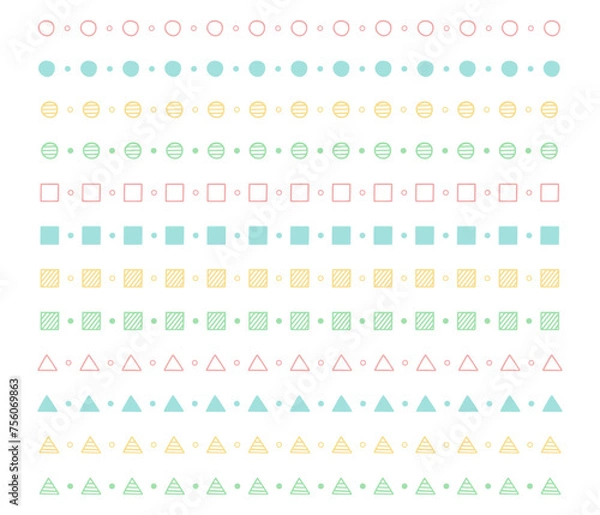 Obraz 手書きの模様の装飾素材、仕切りの装飾、デコレーションライン、散布ブラシ