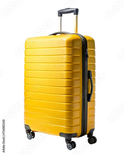 Obraz Big yellow travel suitcase, isolated on white background
