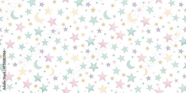 Obraz Pastel night stars pattern on white background