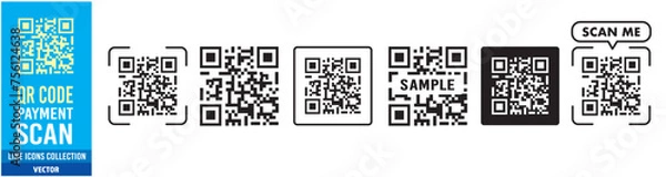 Obraz QR code Scan icon. QR code scan payment Digital scanning smartphone illustration vector.