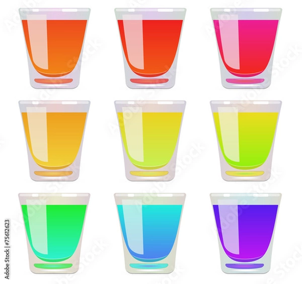 Fototapeta Glasses of fluid a different color. Vector. EPS 10.