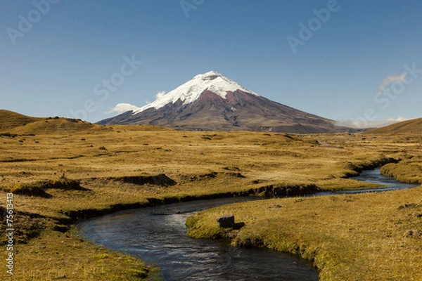 Obraz Cotopaxi volcano and blue river