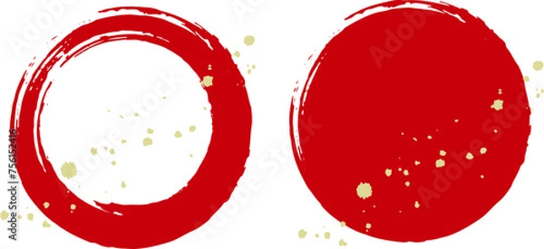 Obraz 毛筆・赤の丸いフレーム