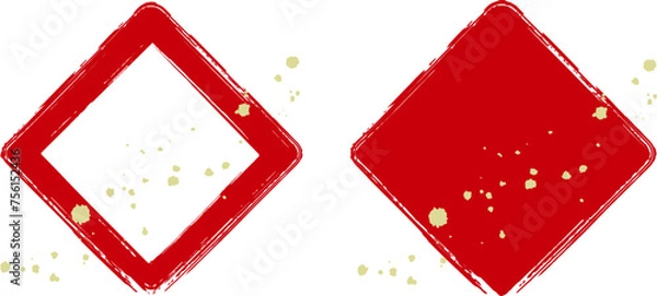 Obraz 毛筆・赤の四角いフレーム