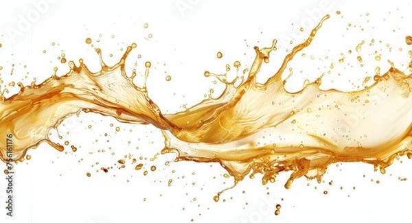 Fototapeta golden oil splash on white background