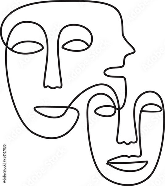 Obraz Abstract One Line Face