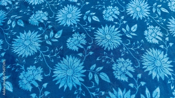 Obraz Brightly colored fabrics have blue and blue patterns, floral prints, textiles, bright patterns.