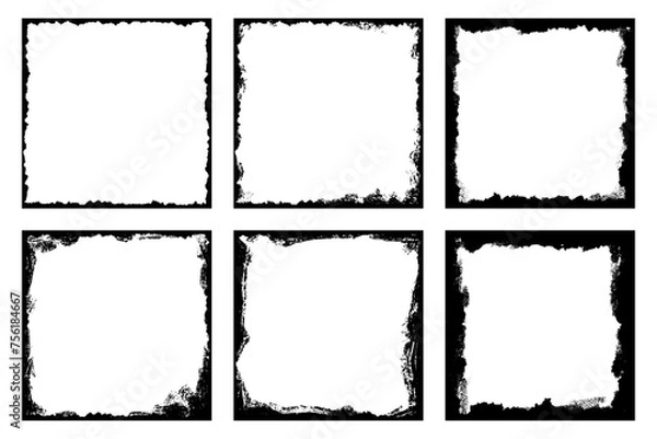 Obraz Distressed dirty borders collection on white background. 
