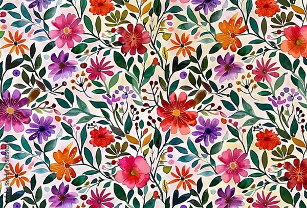 Fototapeta seamless pattern with flowers