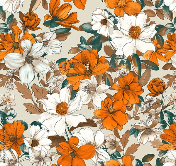 Fototapeta seamless pattern with flowers