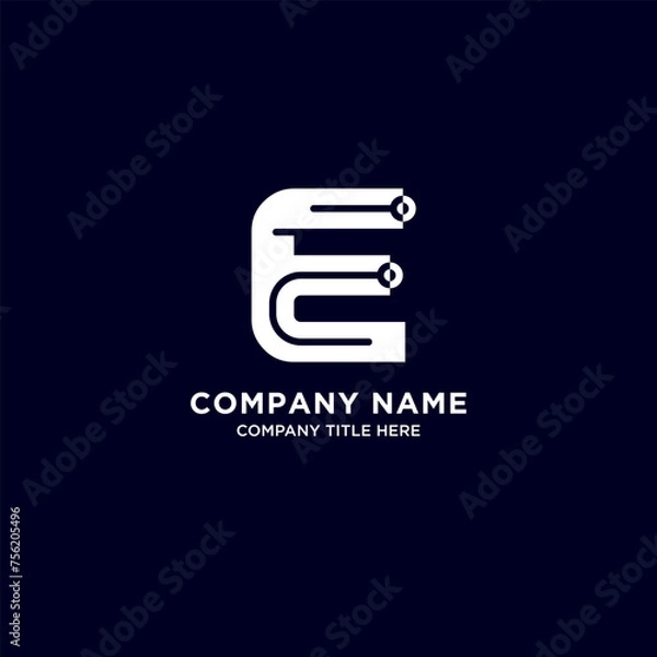 Obraz Business company letter e logo design with circuit technology concept