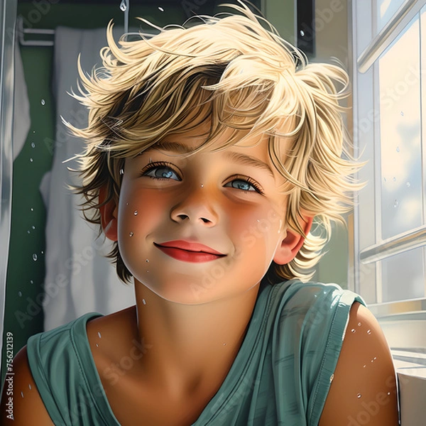 Obraz Beautiful blond child smiling