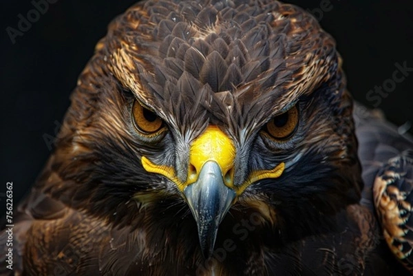 Fototapeta Fierce Face of a Hawk in August Generative AI