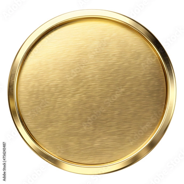 Fototapeta blank gold coin, stamp isolated on a transparent cut-out background