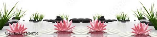 Obraz różowe lilie na kamieniach