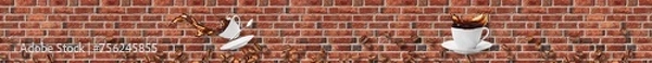 Obraz kawa na tle cegły