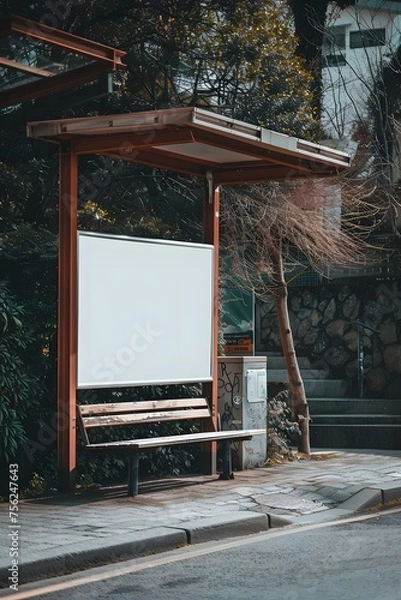 Fototapeta Blank poster on a bus station.
