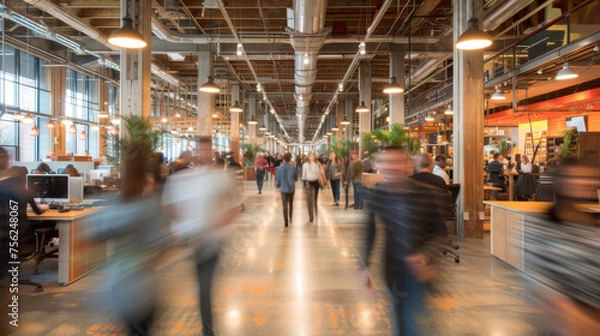 Fototapeta せわしなく人が行き交うオフィス