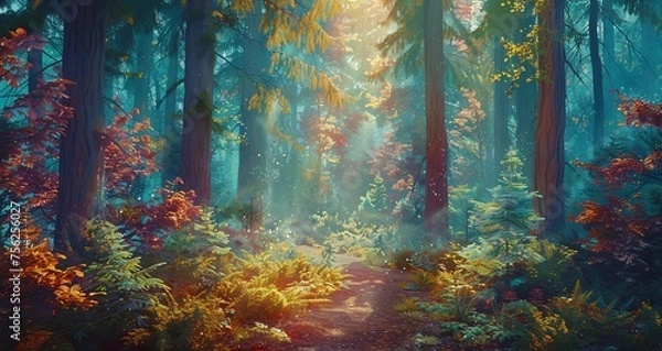 Obraz Fall Foliage Forest Path Generative AI