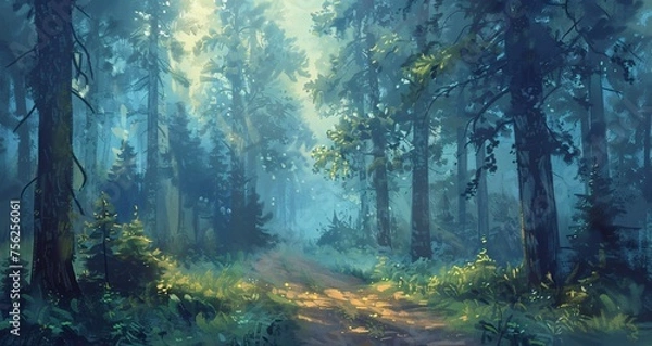 Fototapeta Fantasy Forest Path Generative AI