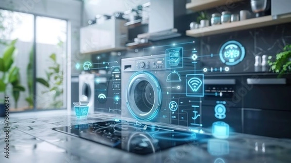 Obraz Smart home appliance technology 3D animation