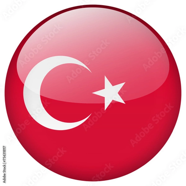 Fototapeta Turkey flag button.
