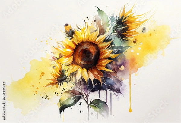 Fototapeta sunflower on a white background