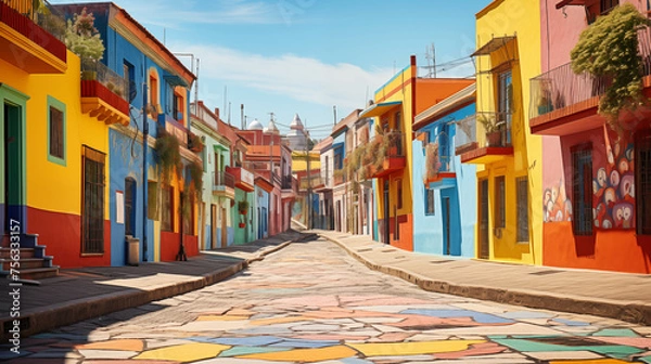 Fototapeta Caminito's Kaleidoscope: Capturing La Boca's Vibrant Street Life through the Lens