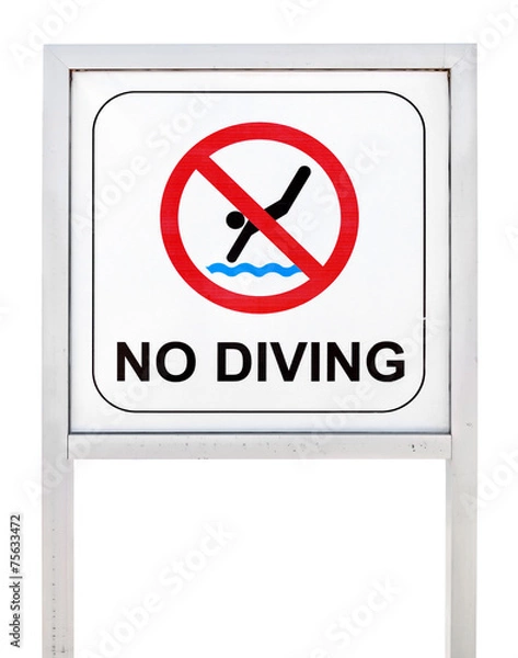 Obraz No diving sign isolated on white