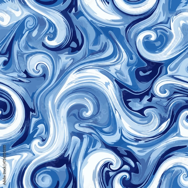 Fototapeta Watery swirls 2, seamless pattern, vector, tiling