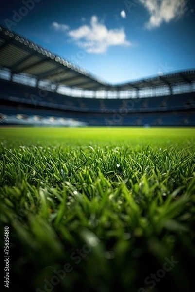 Fototapeta football stadium with lights - soccer field background - grass close up in sports arena - background - generative ai	
