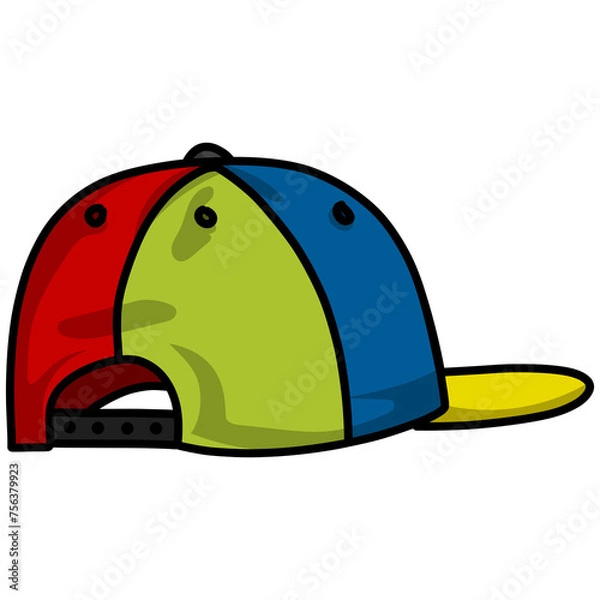 Fototapeta Colorful Hat Snapback Cap Backward Illustration