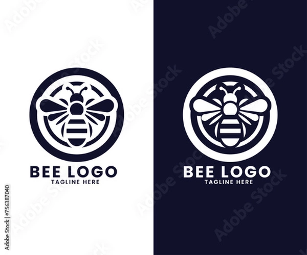 Fototapeta Circle shape honey bee vector logo design template