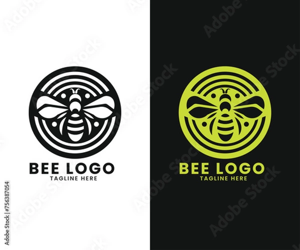 Fototapeta Circle shape honey bee vector logo design template